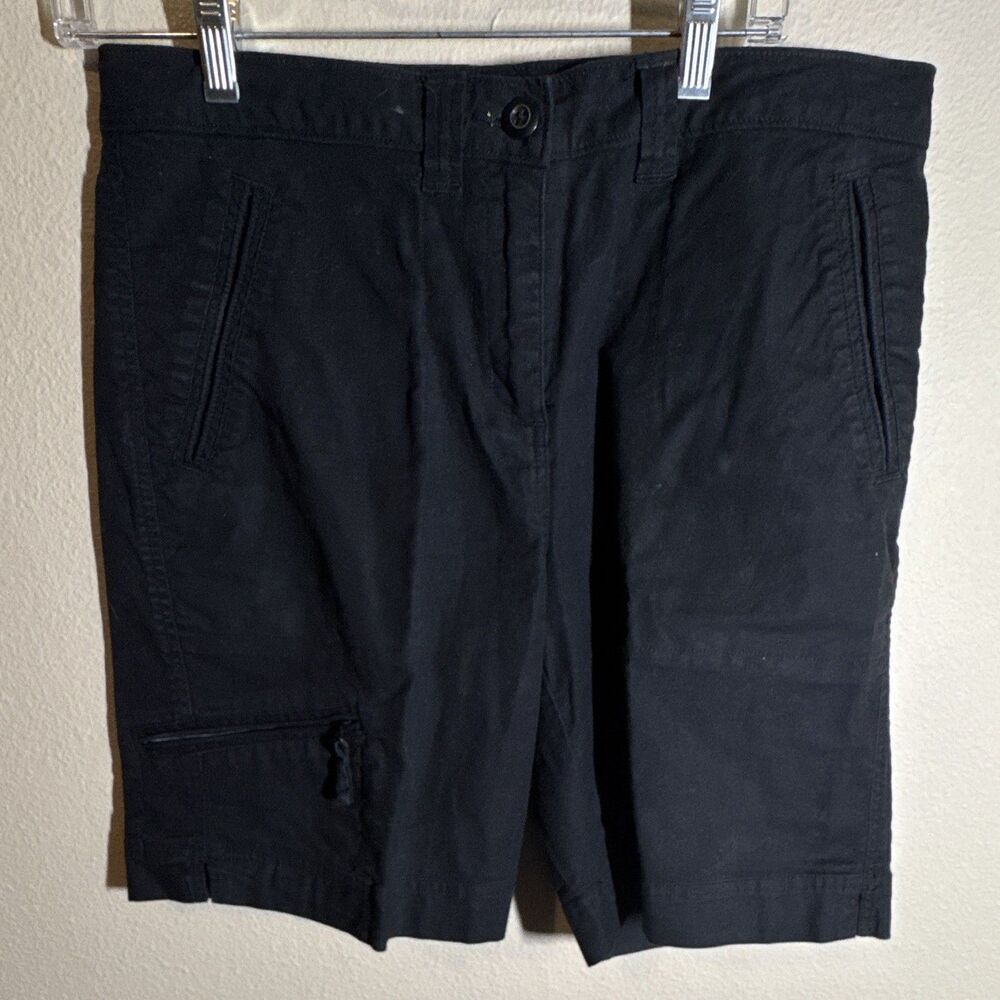 Woolrich Women’s Bermuda Shorts Black Petite 10 Cotton Spandex Twill Mid Rise